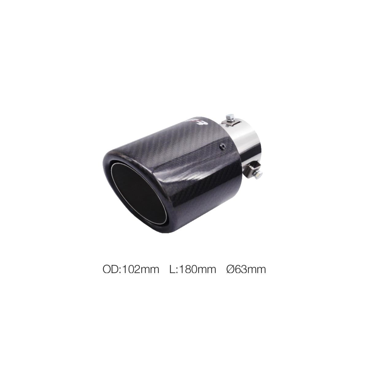 Terminale rotondo id 63mm inclinato carbonio uscita 102mm