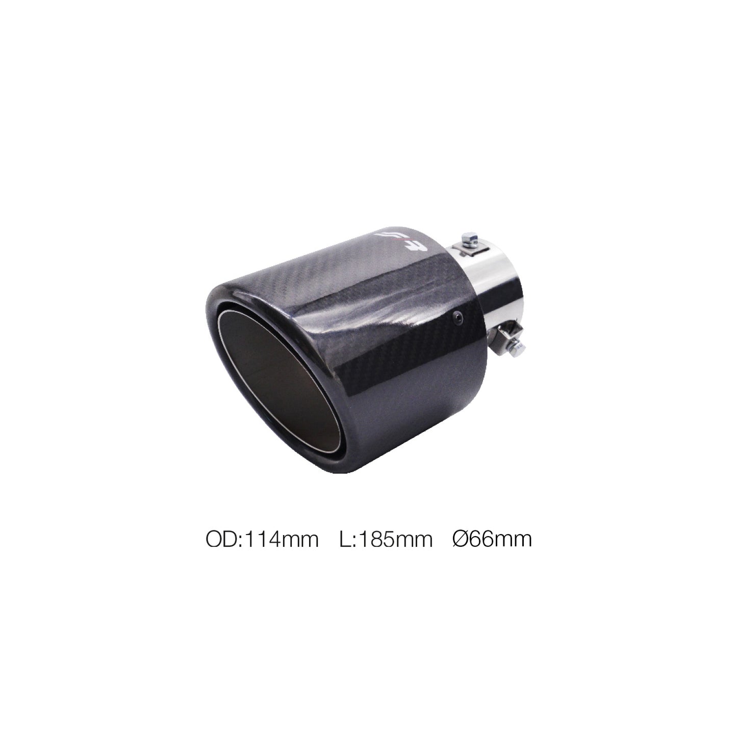 Terminale rotondo id 66mm inclinato carbonio uscita 114mm