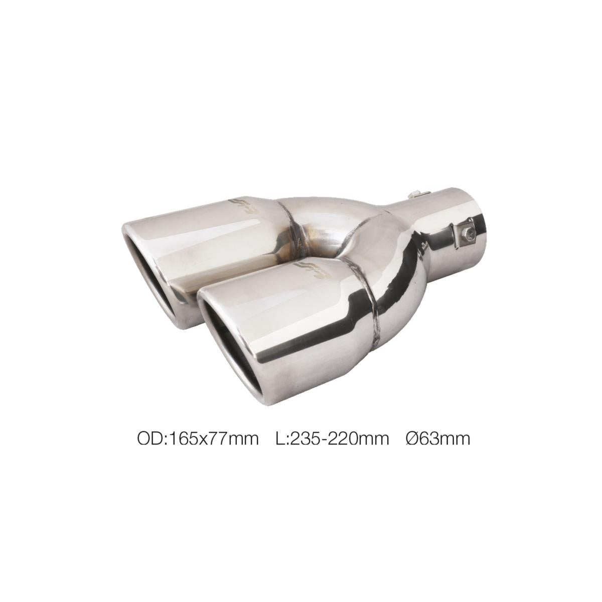 Terminale rotondo id 63mm doppio inclinato disassato acc inox