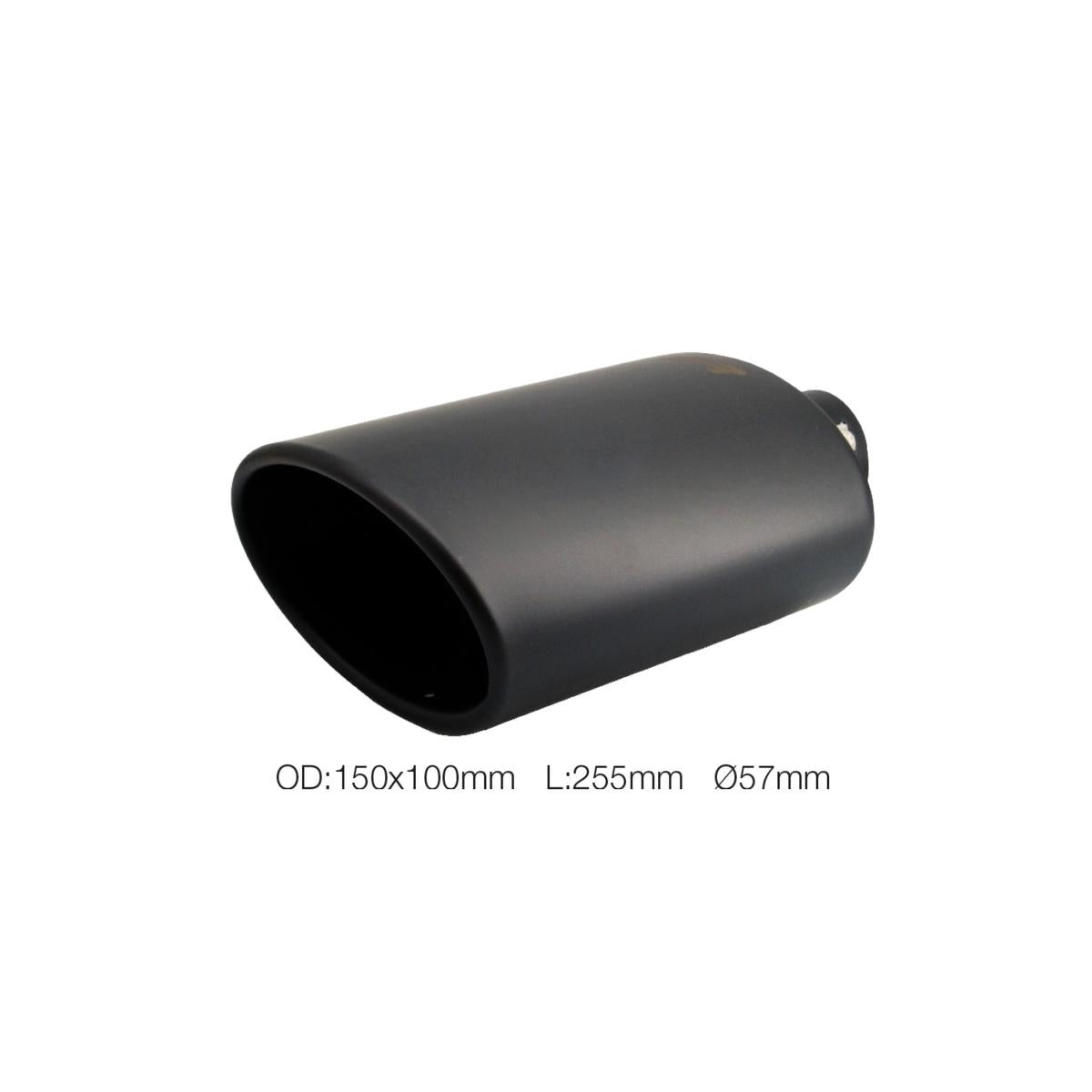 Terminale ovale id 57mm inclinato acciaio inox nero
