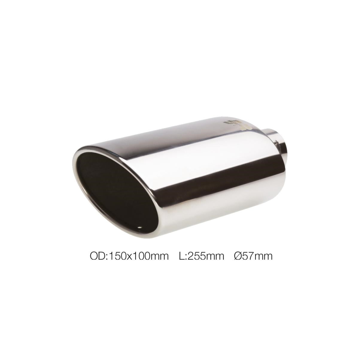 Terminale ovale id 57mm inclinato acciaio inox