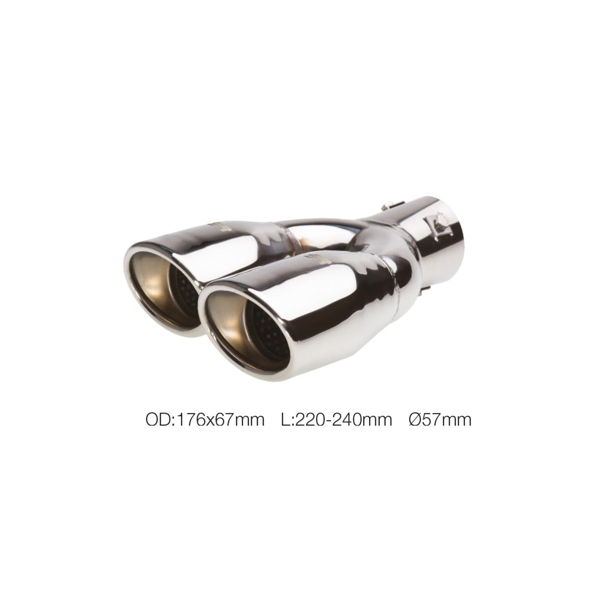 Terminale ovale id 57mm doppio inclinato disassato acc inox