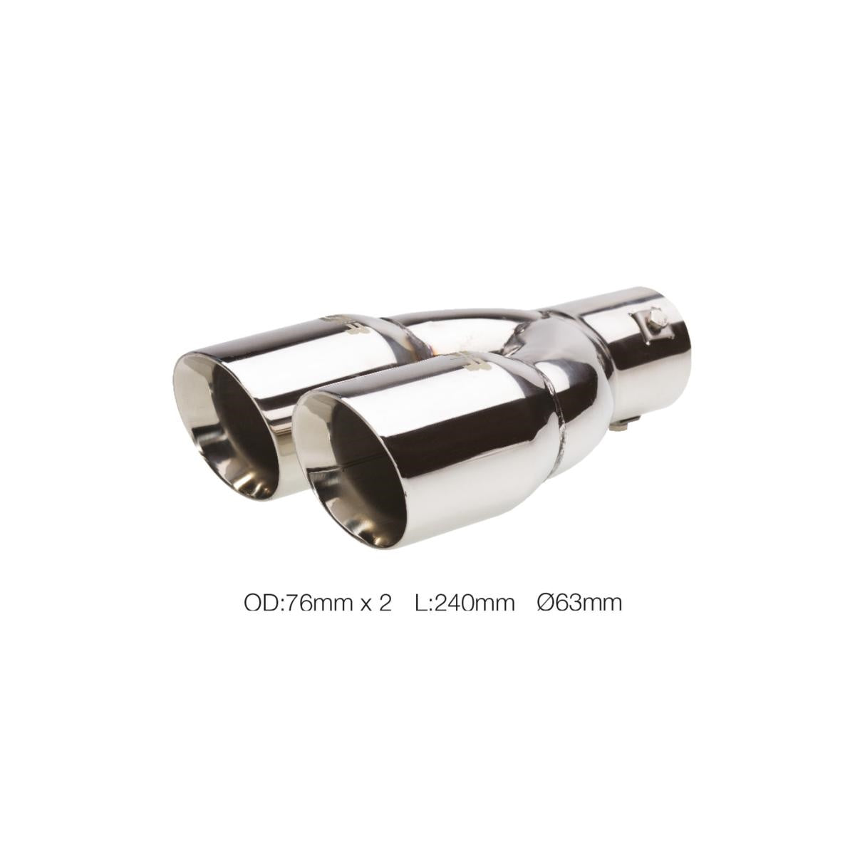 Terminale rotondo id 63mm doppio inclinato acciaio inox